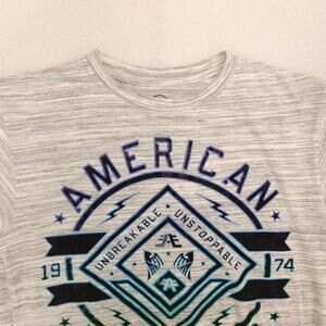 American Fighter Casual Graphic Crew Neck T Shirt Mens Size Medium M Gray